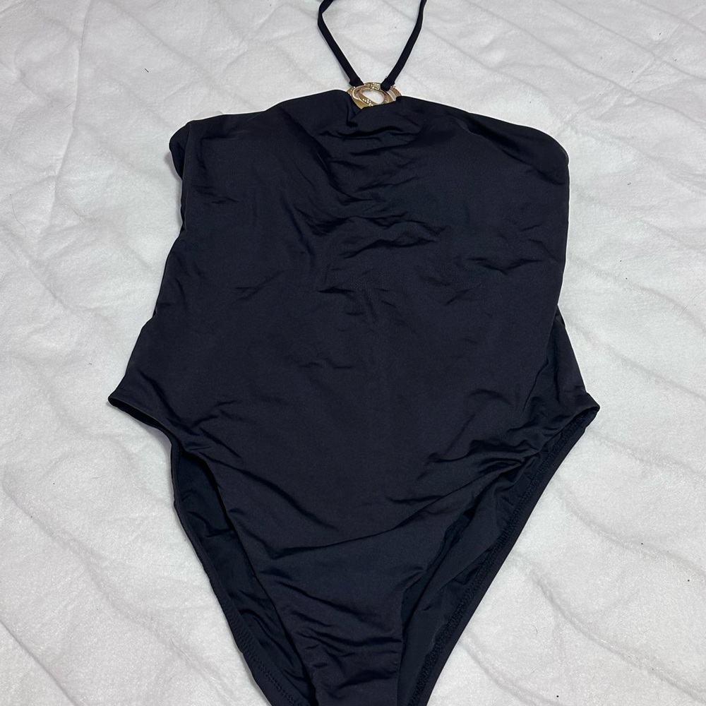 NWT Elegant Black Halter One-Piece Swimsuit - Picture 7 of 9